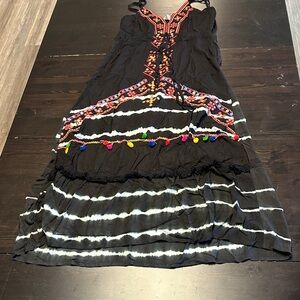 Embroidered Black Maxi Dress